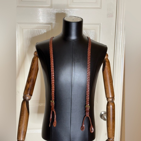 Polo Ralph Lauren Other - Vtg Polo Ralph Lauren Braided Leather Grain Adjustable Suspenders Brass Buckles​